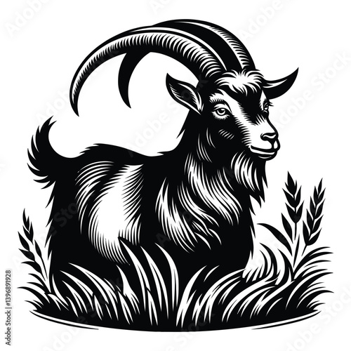 goat on a white background