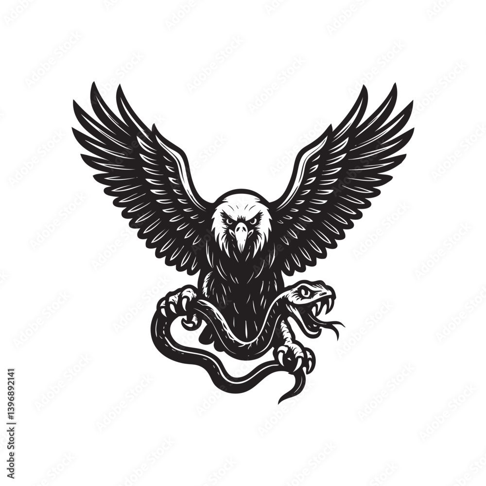 Obraz premium eagle with wings holding snake