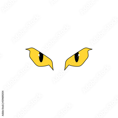 Cartoon yellow creepy eyes. Vector illustration 