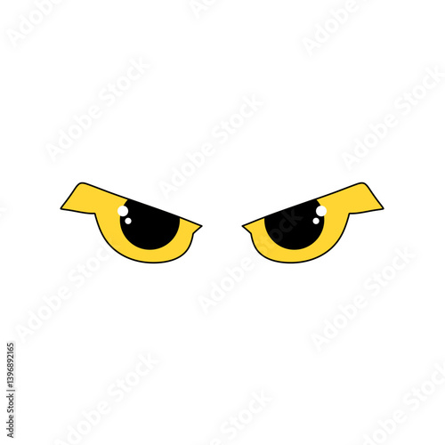 Cartoon yellow creepy eyes. Vector illustration 
