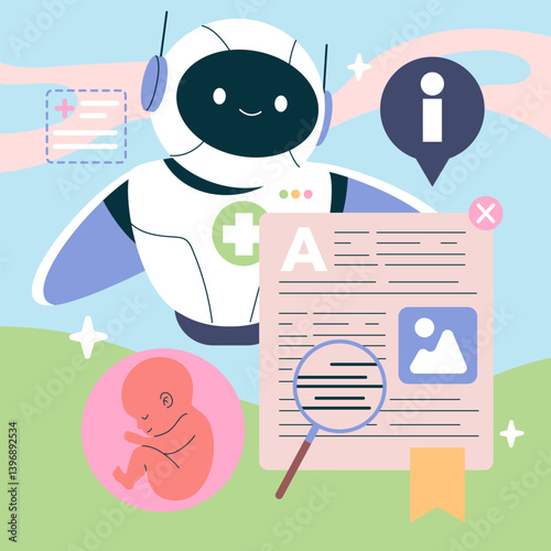 AI Pregnancy Counselor. Flat Vector Illustration