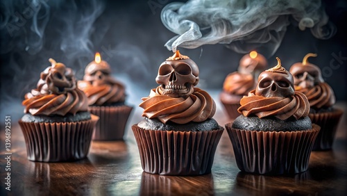 A delicious chocolate cupcake with white icing, a sweet baked treat