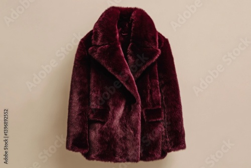 Luxurious burgundy mink coat showcases elegance and style in 2025 fashion trends from front and back angles on a beige backdrop