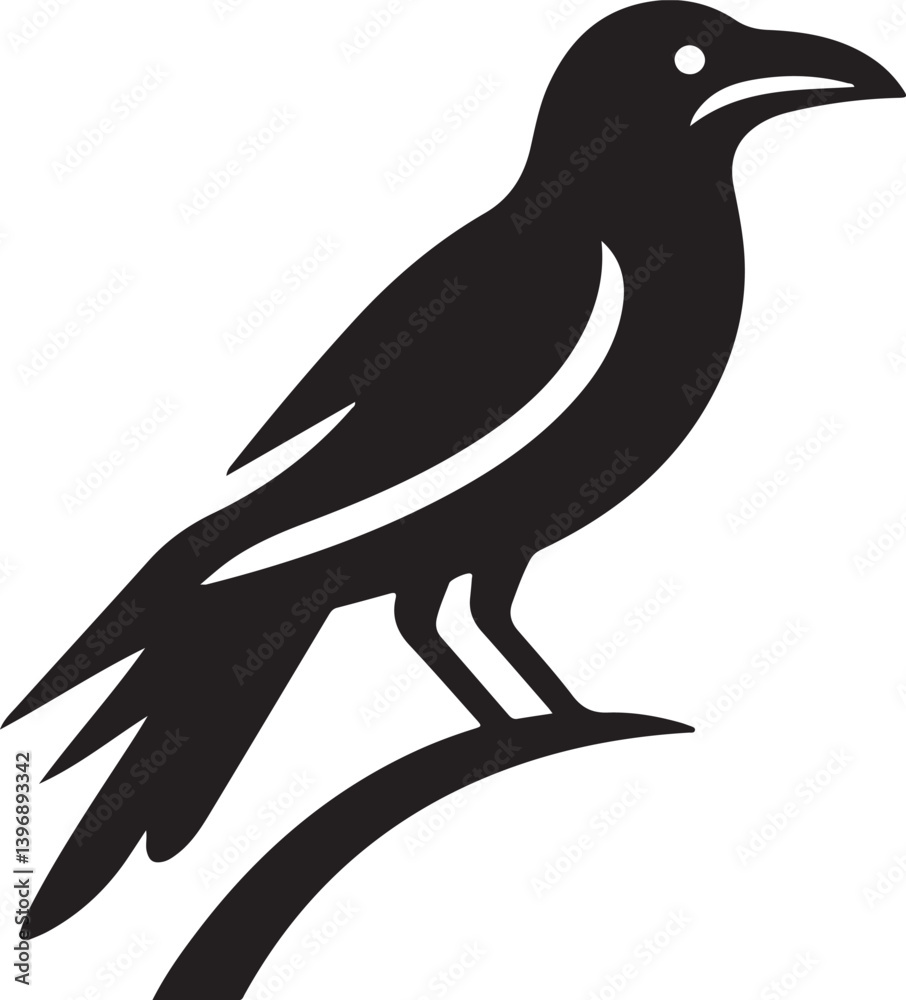 Obraz premium Raven Crow Icon Silhouette Minimalist Design