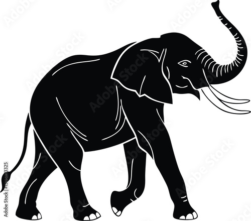 Elephant Silhouette – Vector Black Animal Illustration PNG Isolated on Transparent Background