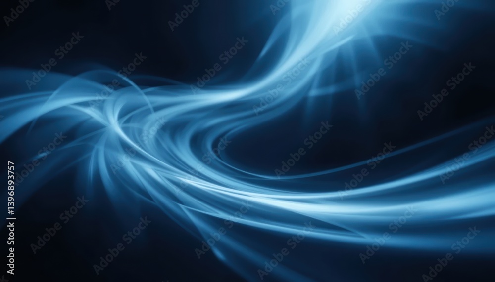 Fototapeta premium Dynamic blue light waves abstract digital art motion graphics dark background high contrast conceptual visuals for digital media