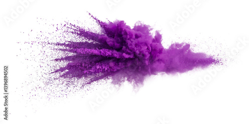 purple powder explosion on white background