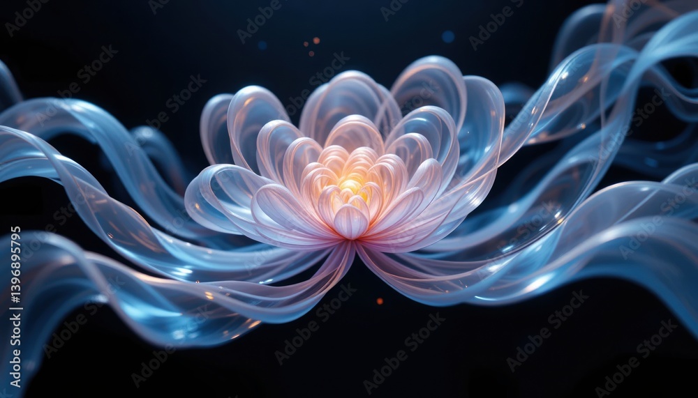 Obraz premium Fluid motion art ethereal blossom animation abstract space 3d render digital artistry dreamlike aesthetics