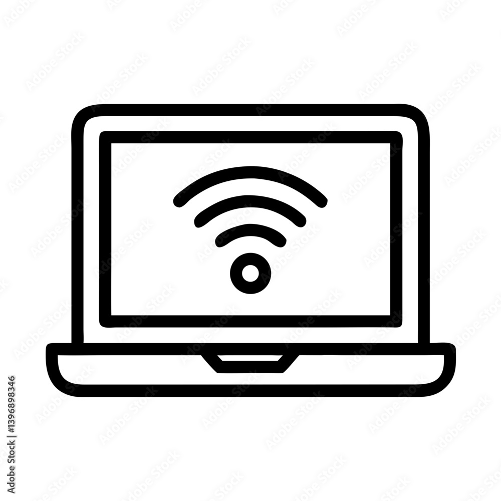 Laptop with Wi-Fi Signal Connectivity Icon Design Laptop with Wi-Fi Signal Connectivity Icon Design