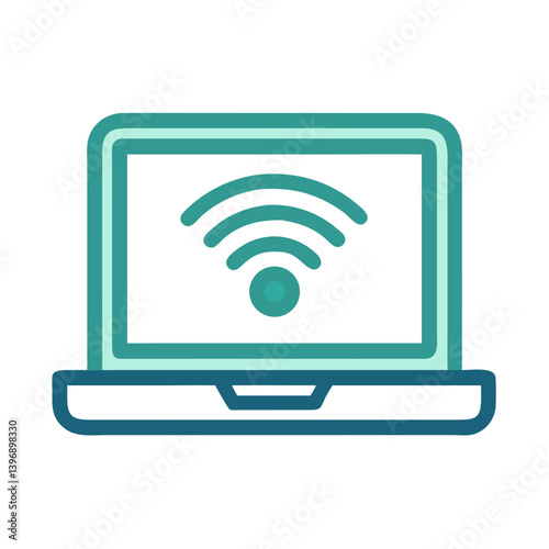 Laptop with Wi-Fi Signal Connectivity Icon Design