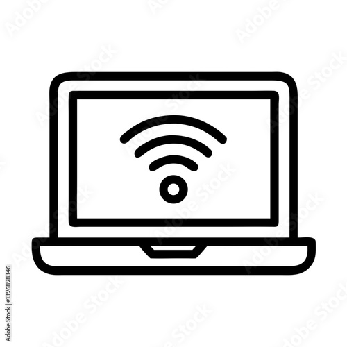 Laptop with Wi-Fi Signal Connectivity Icon Design