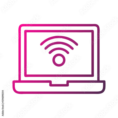 Laptop with Wi-Fi Signal Connectivity Icon Design