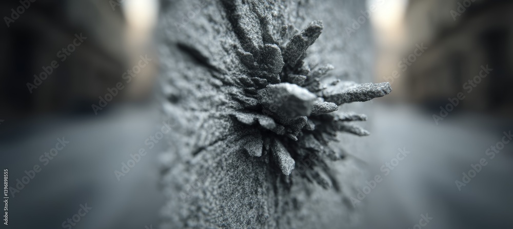 Bullet impact on concrete wall. Generative AI technology.