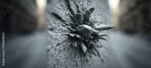 Obraz na płótnie Bullet impact on concrete wall. Generative AI technology. w salonie