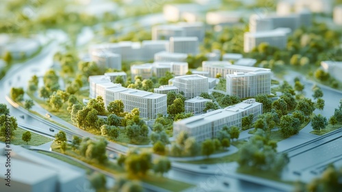 Wallpaper Mural Modern Urban Development Model with Green Spaces and Buildings Torontodigital.ca