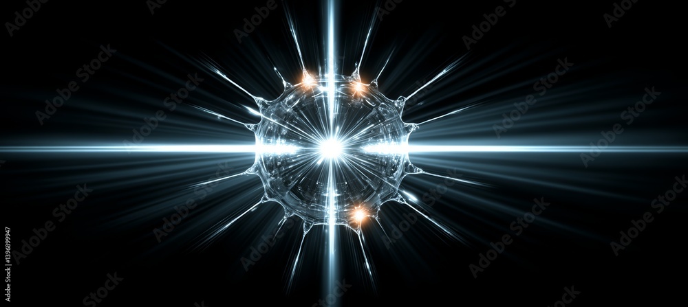 Microscopic nuclear atom reaction. Physics science theory. Generative ai technology.