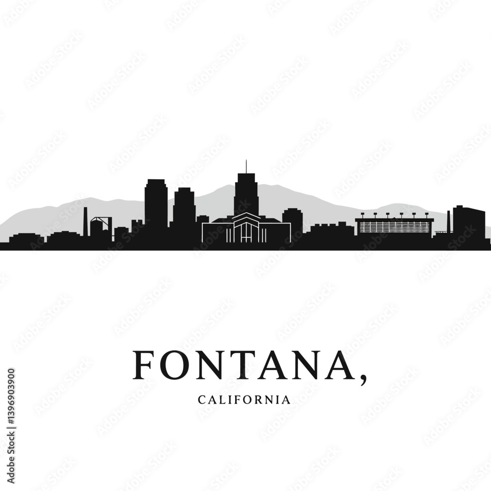 Obraz premium Fontana California Skyline Vector Cityscape.