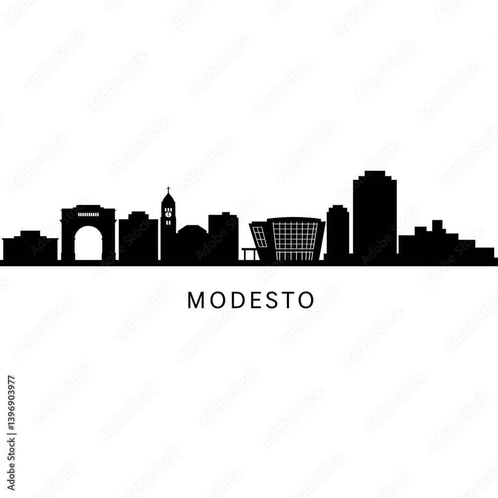 Fototapeta premium Modesto California skyline silhouette.
