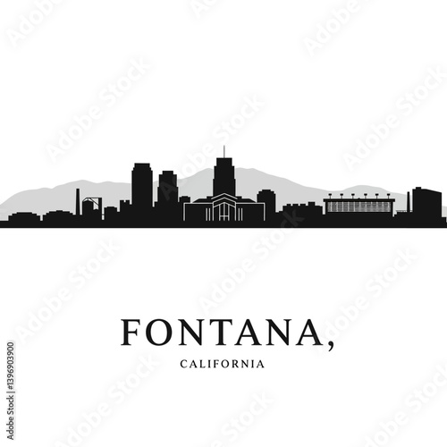 Fontana California Skyline Vector Cityscape.