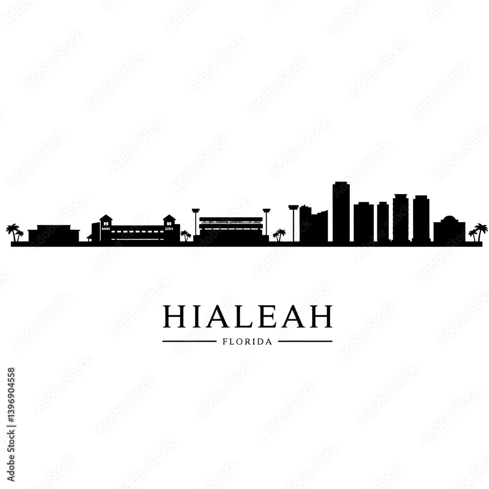 Obraz premium Hialeah Florida Skyline with Cityscape Vector Silhouette.