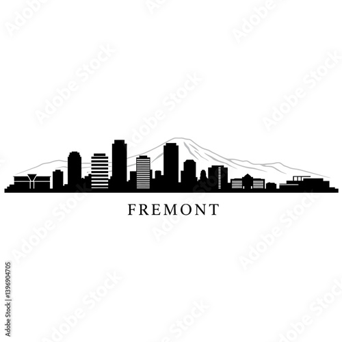 Fremont CA Skyline Silhouette with Mountain View.