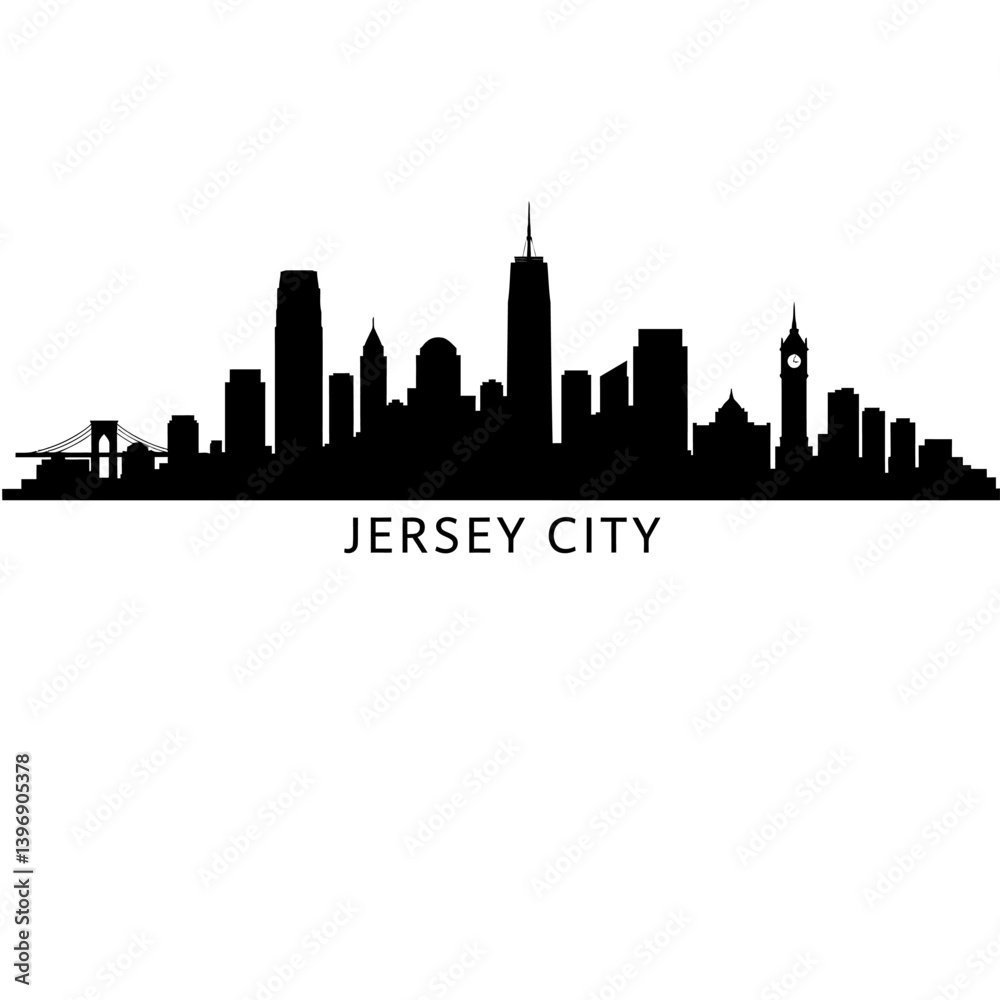 Fototapeta premium Jersey City Skyline Silhouette with Vector, and Cityscape.