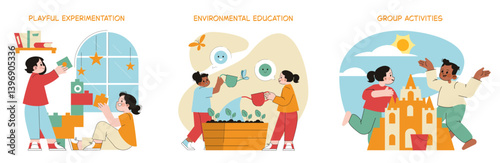 Preschool Education. Flat Vector Illustration