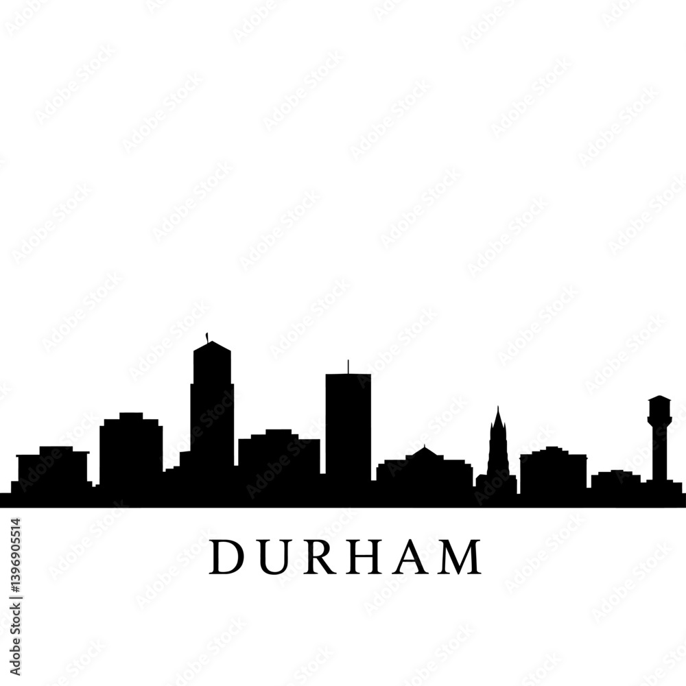 Obraz premium Durham NC Skyline Silhouette with Cityscape Black.