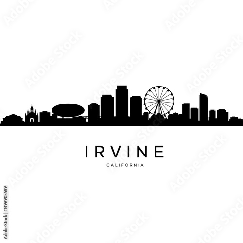 Irvine California Skyline Silhouette Vector.