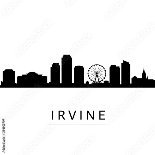 Irvine California Skyline Black Silhouette.