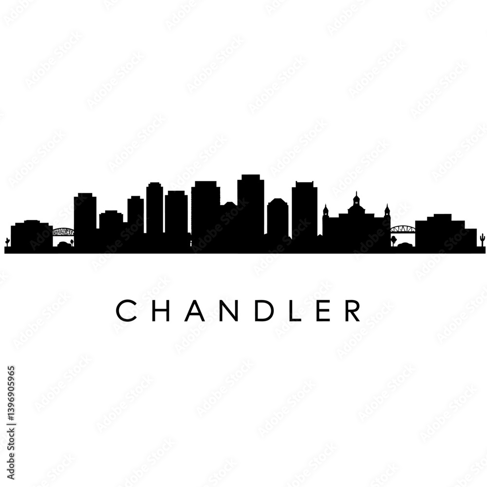 Fototapeta premium Chandler Arizona Skyline Silhouette with Cityscape.