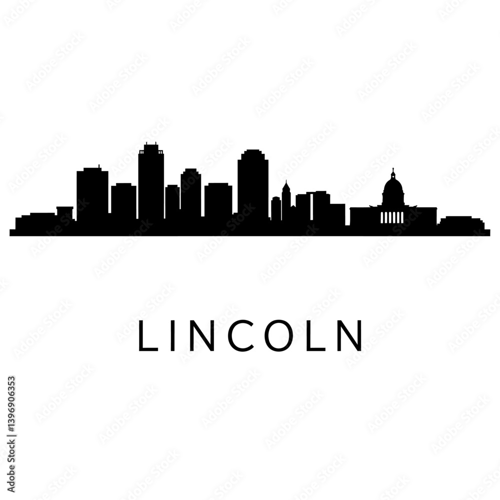 Fototapeta premium Lincoln Nebraska Skyline Silhouette with Cityscape.