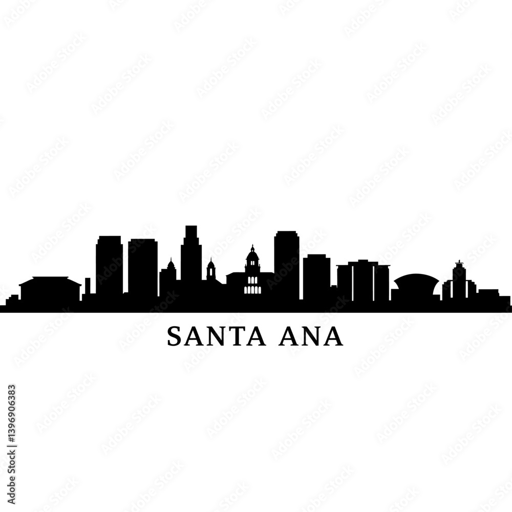 Fototapeta premium Santa Ana with California Skyline Silhouette, and Cityscape.