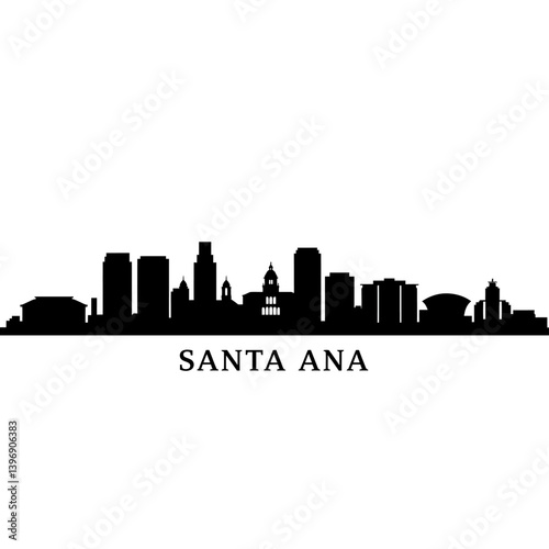 Santa Ana with California Skyline Silhouette, and Cityscape.