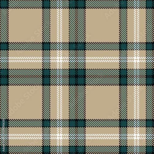 Muted black Seamless Tartan with Traditional putty accents Textile Design