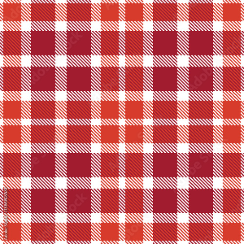 Elegant Seamless Tartan featuring Soft white and Traditional scarlet Textile Design