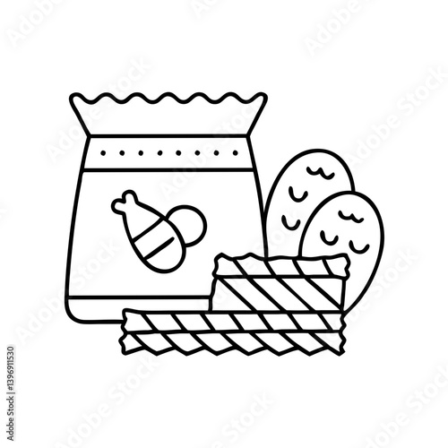 snacks icon, snacks line art - simple line art of snacks, perfect for snacks logos and icons