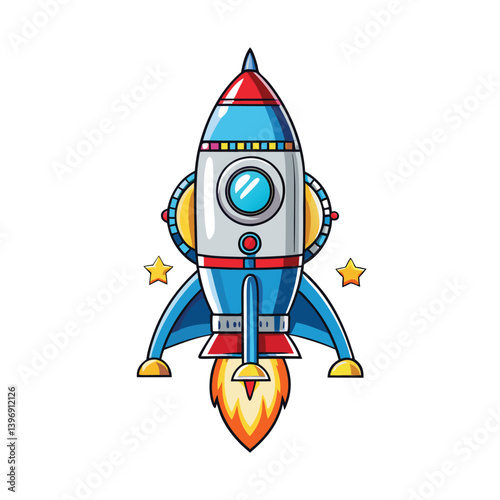 cartoon rocket in space