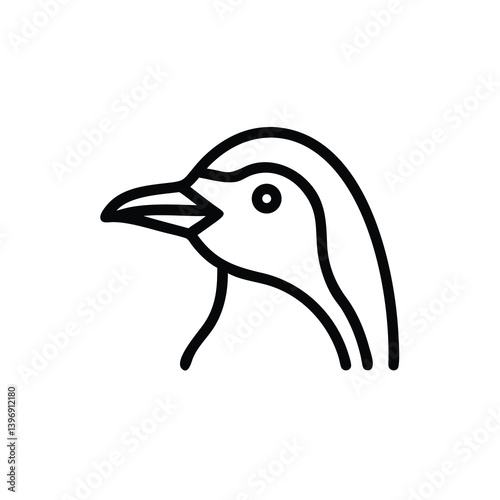 Penguin Head Icon Line Drawing Cute Bird Vector Illustration Profile