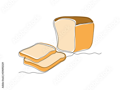 Abstract loaf of bread, bread toasts, breakfast sandwiches, continuous single one line art hand drawing sketch logo