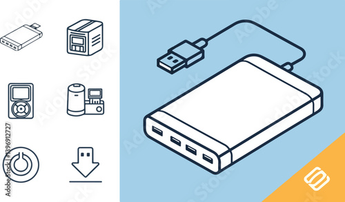 External Hard Drive vector design, External Hard Drive logo and icon design, Hard Drive Illustration vector design