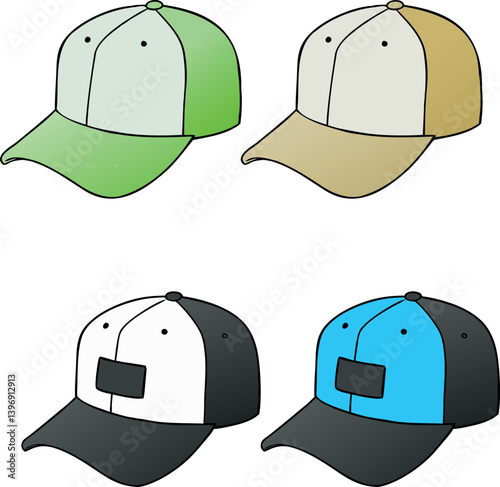 baseball cap vector illustration bundle set