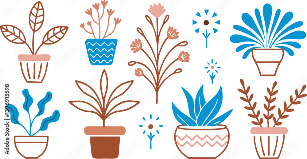 Hand Drawn Plants Stock Illustration — Botanical Sketch Art Design Hand Drawn Plants Stock Illustration — Botanical Sketch Art Design