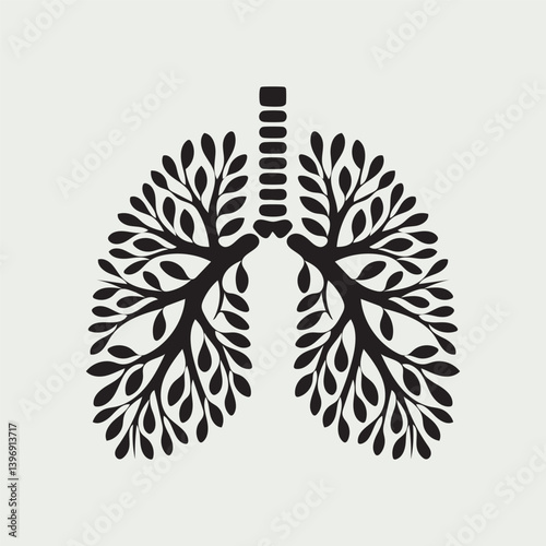 icon of lungs made from tree branches and leaves