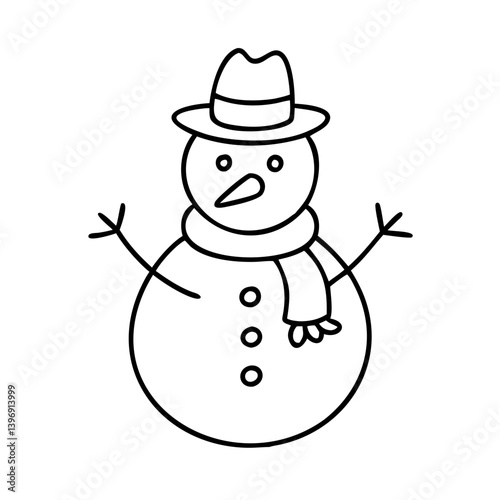 snowman icon, snowman line art - simple line art of snowman, perfect for snowman logos and icons
