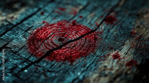 Dark wood with red stain circle