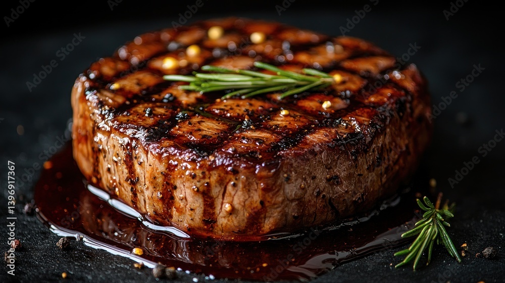 Grilled steak, seasoned and drizzled Grilled steak, seasoned and drizzled