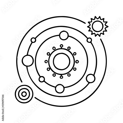 solarsystem icon, solarsystem line art - simple line art of solarsystem, perfect for solarsystem logos and icons