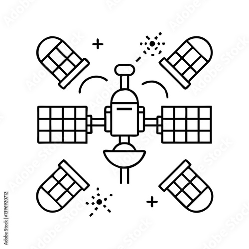 Fototapeta Naklejka Na Ścianę i Meble -  spacestation icon, spacestation line art - simple line art of spacestation, perfect for spacestation logos and icons