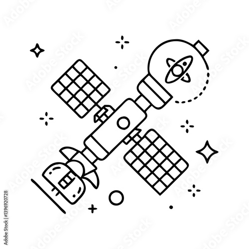 Fototapeta Naklejka Na Ścianę i Meble -  spacestation icon, spacestation line art - simple line art of spacestation, perfect for spacestation logos and icons